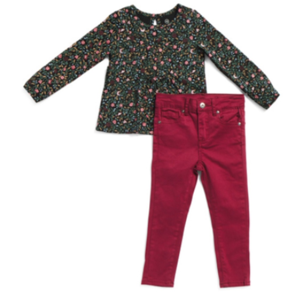 NWT AG 2 Piece Floral Printed Top & Jean Set